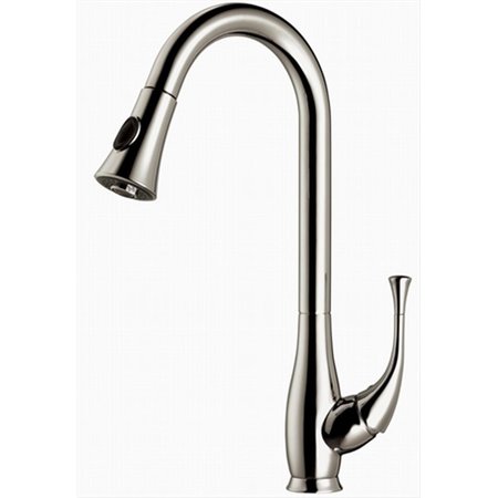 BAKEBETTER Single Lever Brushed Nickel Kitchen Faucet With Push Button Pull Out Spray BA2569948
